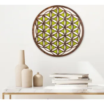 Obraz ASIR Kulatá nástěnná dekorace GEOMETRIC bronzová a zelená