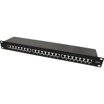 Patch panel Patchpanel 19'' kat. 6a STP, 24 portů, černý