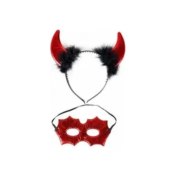 Karnevalový doplněk Rohy čerta na čelence se škraboškou