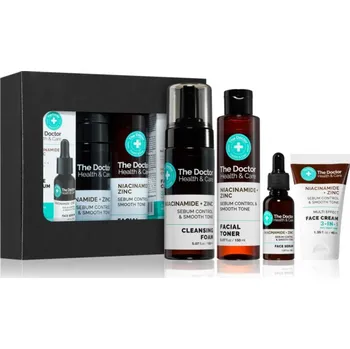 The Doctor Niacinamide + Zinc Face cream pleťový krém na redukci mastnoty pleti 40 ml + Cleansing foam čisticí pěna s matujícím účinkem 150 ml + Facial toner čisticí a matující tonikum 150 ml + Face serum pleťové sérum 30 ml