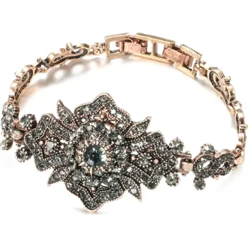 Náramek B-TOP Vintage náramek s šedými krystaly Big Flower