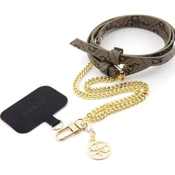 Pouzdro na mobilní telefon Popruh Guess Crossbody PU 4G Chain with Charm, zlatá / hnědá