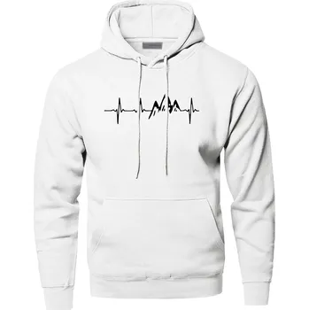 Pánská mikina Unisex mikina hory Mountain Heartbeat Barva: Bílá, Velikost: 4XL