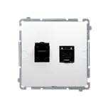 Simon Basic BM62.01/11 Zásuvka datová 2 násobná RJ45 kat. 6 (přístroj s krytem), s protiprachovými clonkami bílá