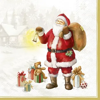 Vánoční dekorace IHR HAPPY SANTA gold papírové ubrousky