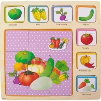 Dřevěná hračka Dřevěné puzzle zelenina, učíme se Anglicky zeleninu