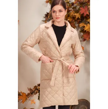 Dámský kabát Z6722 DEWBERRY DÁMSKÝ KABÁT - TMAVĚ BÉŽOVÝ dewberry růžová 2577034