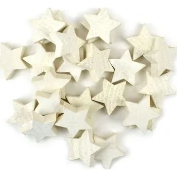 Vánoční dekorace Hvězdičky dřevěné, 24 ks, 3 cm, bílé