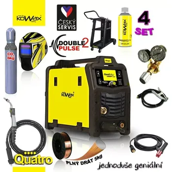 Svářečka KOWAX® GeniMig®240DP LCD MIG/MAG/LiftTIG/MMA SET04Q + SAMOSTMÍVACÍ KUKLA + LAHEV CO2 + VENTIL + VOZÍK + DRÁT + SPREJ
