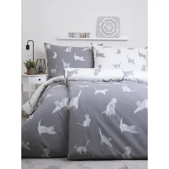 Bytový textil MKLůžkoviny.cz Kočky origami renforcé 047751 140 x 200, 70 x 90 cm zipový uzávěr