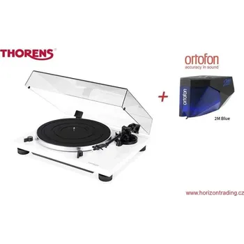 Gramofon Thorens TD 201 White + Ortofon 2M BLUE - Audiofilský gramofon s vestavěným PHONO MM předzesilovačem a přenoskou Ortofon