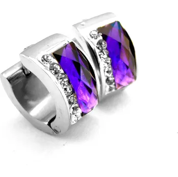 Náušnice Steel Jewelry Náušnice fialové kroužky z chirurgické oceli NS100227 dárkové balení zdarma