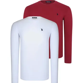 Pánská mikina DVOJITÝ SET T8588 DEWBERRY KULATÝ VÝSTŘIH PÁNSKÁ MIKINA-BÍLO-VÍNOVÁ dewberry bílá 2520311