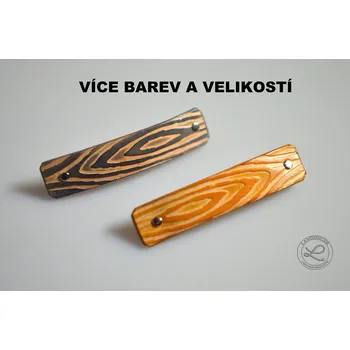 Kožená spona do vlasů - imitace dřeva (MOŽNOST VÍCE BAREVNÝCH VARIANT / Leather hair clip – Imitation Wood)
