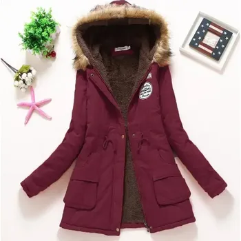 Dámská parka Dámská parka s kožíškem Velikost: XL, Barva (Varianta): Bordová