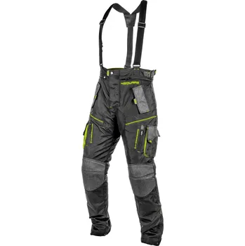 Moto kalhoty 4SQUARE Cestovní enduro kalhoty na motorku TRAILER - černá/fluo - Velikost XL