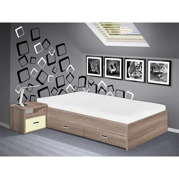 Postel Nabytekmorava postel s úložným prostorem Renata 140x200 cm barva lamina: dub sonoma tmavá, boční čela: bez bočních čel