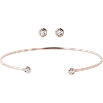 Souprava šperků Sada minimalistických diamantových šperků v růžovém zlatě KLENOTA