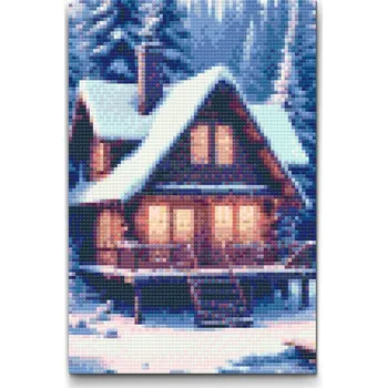 Diamantové malování Diamantové malování - Zasněžená chaloupka Velikost: 20x30cm, Rámování: Pouze srolované plátno, Diamanty: Čtvercové