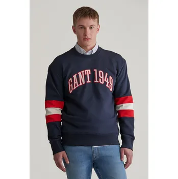Pánská mikina MIKINA GANT COLORBLOCK SLEEVE CNECK EVENING BLUE