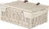 Úložný box ČistéDřevo PR187 proutěná zásuvka s víkem a řemínky bílá