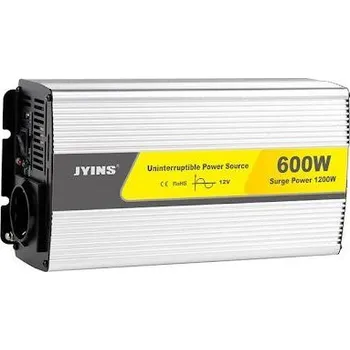Měnič napětí Měnič 12V/230V+UPS 600W, JYINS, čistá sinusovka, zásuvka EURO