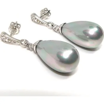 Náušnice Stříbrné náušnice slza perla majorica stříbrná - NŠ1482 (Stříbrné náušnice s Majorica perlou 15x9 mm)