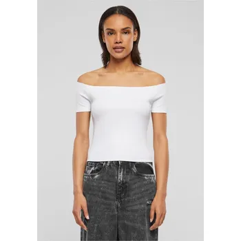 Dámské tričko Ladies Organic Off Shoulder Rib Tee - white 4XL