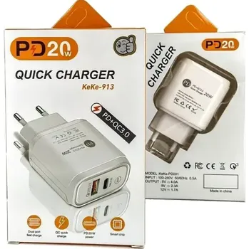 Objektiv Leventi Rychlá nabíječka do sítě KeKe-913 - bilá