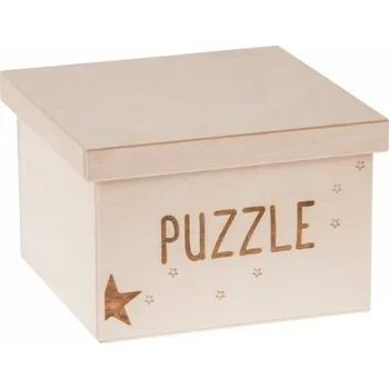 Úložný box Dřevěný box na hračky PUZZLE 22x22x15 cm