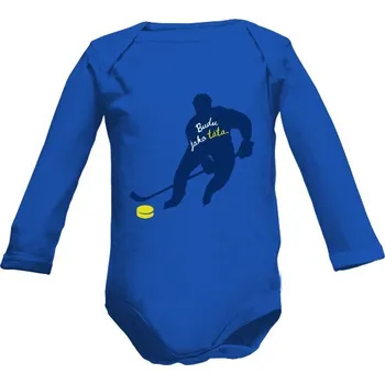 Kojenecký body Dětské body Long s potiskem Budu jako táta - Hokejista dětské