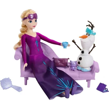 Panenka Mattel Disney Frozen Elsa na dobrou noc s figurkou Olafa, HLX27
