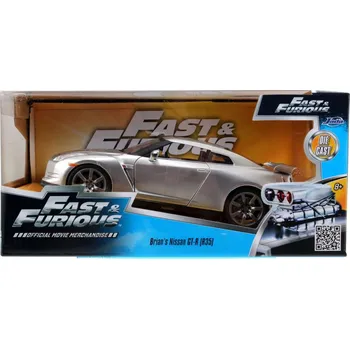 autíčko Model Rychle a Zběsile Nissan GT-R Silver 2009 Brian 1:24
