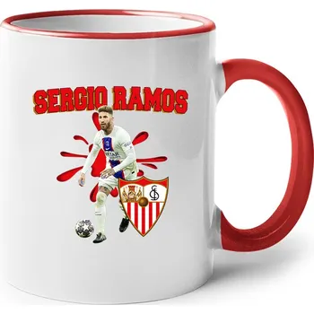 Keramický hrnek Sergio Ramos, Barva Červená, Velikost 330 ml, Canvas Keramický hrnek s barevným uchem Bezvatriko.cz 2380