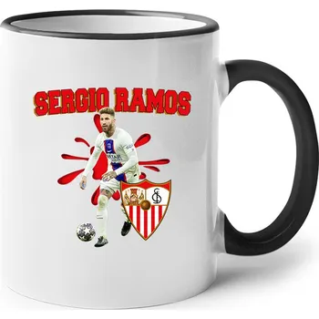 Keramický hrnek Sergio Ramos, Barva Černá, Velikost 330 ml, Canvas Keramický hrnek s barevným uchem Bezvatriko.cz 2380