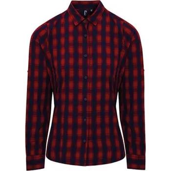 Dámská košile Premier Workwear Dámská bavlněná košile s dlouhým rukávem PR350 Red-Navy M