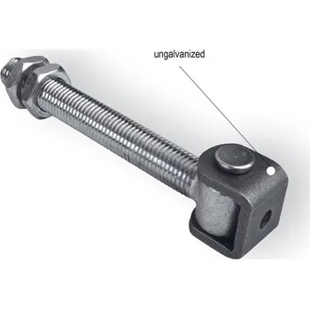 Pohon brány Cais Pant seřiditelný HL20 s prodlouženou závitovou tyčí skrz dřevěné a kovové sloupy, M20