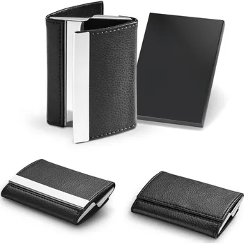 Vizitkář LONE. Dvojité pouzdro na karty z kovu a PU bez potisku bez potisku 140 bez potisku