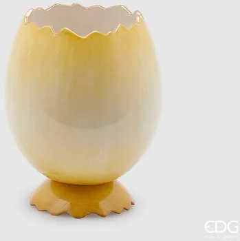 Váza Keramická váza vejce skořápka žlutá, 25x20,5 cm