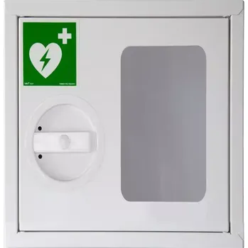 Defibrilátor Box kovový bílý na AED, zámek
