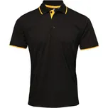 Premier Workwear Pánské funkční polo triko PR618 Black Stripe-Sunflower -ca. Pantone 136c 3XL