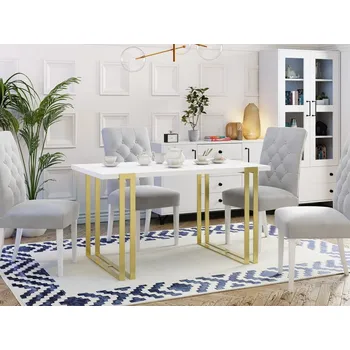 Jídelní stůl Rozkládací stůl Fowiq Gold, Barva: zlatá / arktická bílá MIRJAN 5903211254888