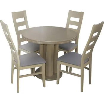 Jídelní set Jídelní set pro 4 osoby - RK038, Barva dřeva: bílá, Potah: ekokůže Soft 011 MIRJAN 5902928443868