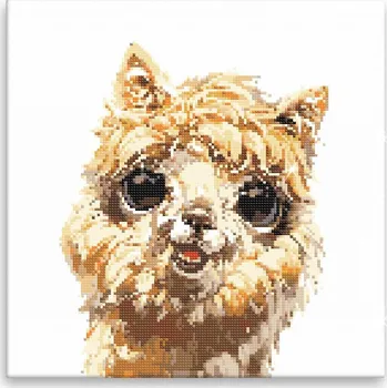 Diamantové malování Diamantové malování - Usměvavá lama - 40x40 cm, bez dřevěného rámu - CZ výroba