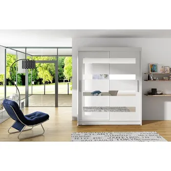 Šatní skříň Presto XIII, Barva: bílá / zrcadlo, Osvětlení: bez osvětlení MIRJAN 5902928931662