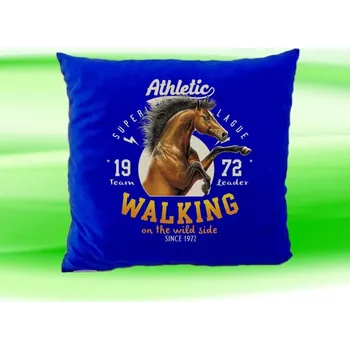 Dekorativní polštářek Polštářek kůň koník koňská hlava modrý (polštář s koněm)