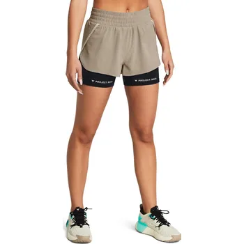 Dámské kraťasy Dámské sportovní kraťasy Under Armour PJT RCK FLEX SHORT W hnědé 1380188-203 - XS | UK 8,5 | US 11