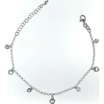 Náramek Stříbrný náramek se srdíčky délka náramku 17+3cm
