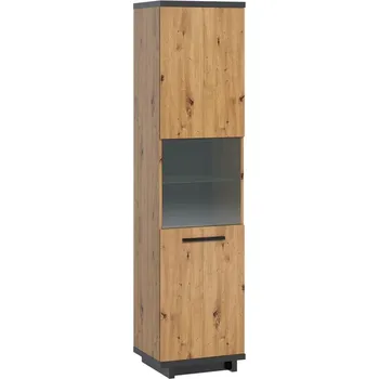 Obývací stěna Vitrína 50 Mins MS11, Barva: dub artisan + dub artisan + černý mat, Osvětlení: osvětlení LED MIRJAN 5902928303797