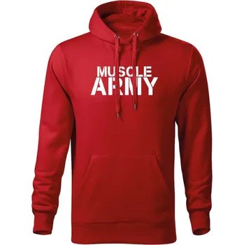 Pánská mikina DRAGOWA pánská mikina s kapucí muscle army, červená 320g / m2